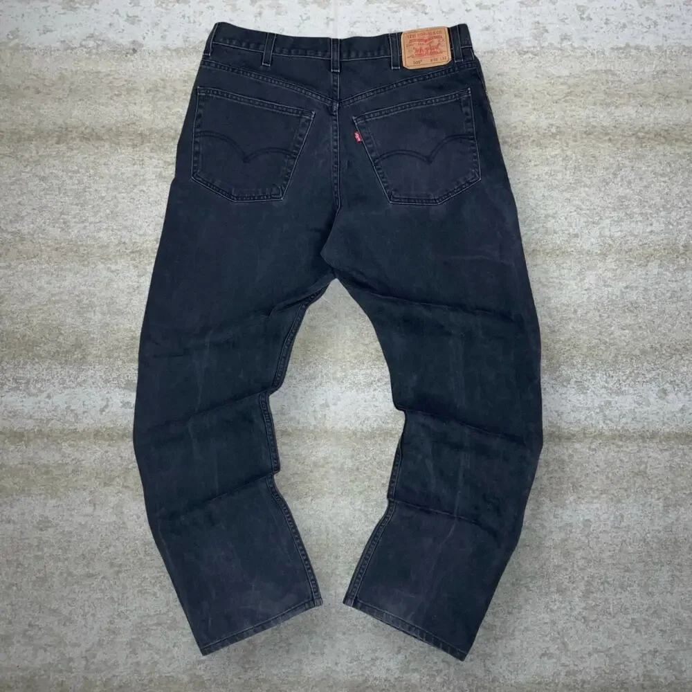 Vintage Y2K Levis Jeans 505 38x32 Regular Straight Leg Fit Jet Black Wash Denim